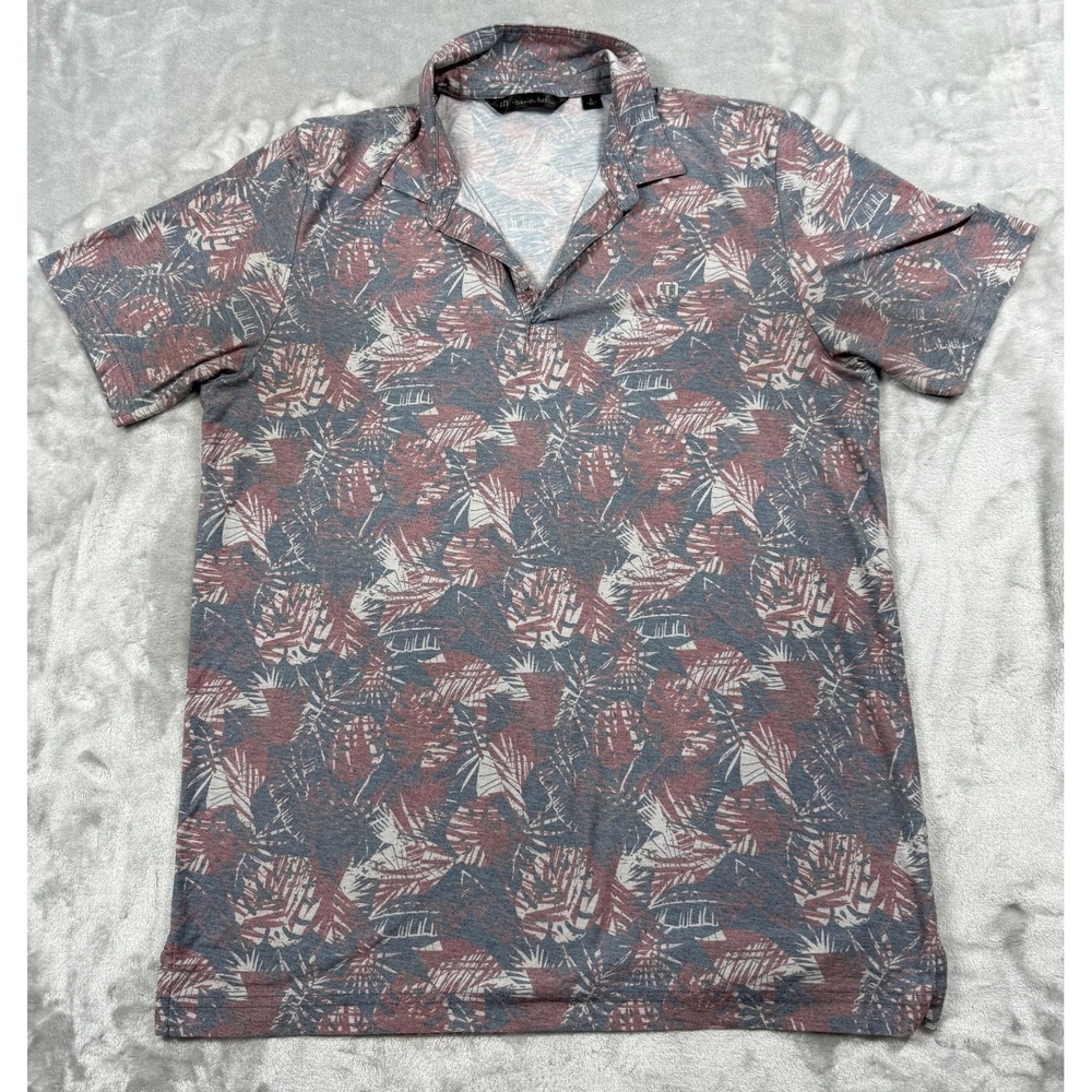 TravisMathew Mens Featherweight Sands Polo Size Large Gray Coral Floral